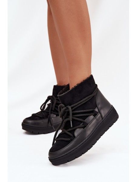 Women's Snow Boots with Laces Black Rebekah