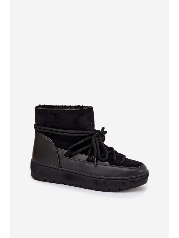 Women's Snow Boots with Laces Black Rebekah