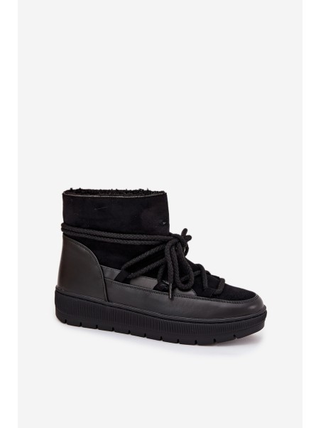 Women's Snow Boots with Laces Black Rebekah