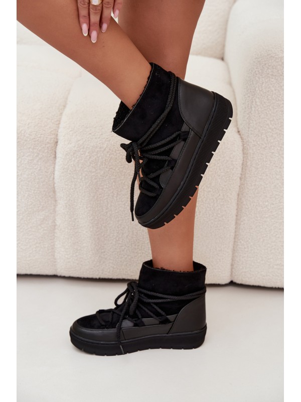 Women's Snow Boots with Laces Black Rebekah