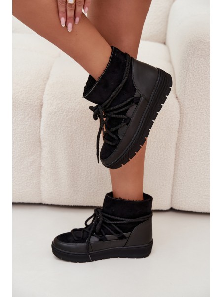 Women's Snow Boots with Laces Black Rebekah