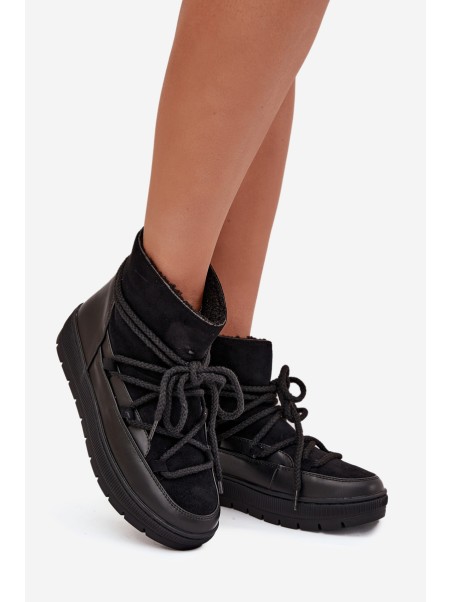 Women's Snow Boots with Laces Black Rebekah
