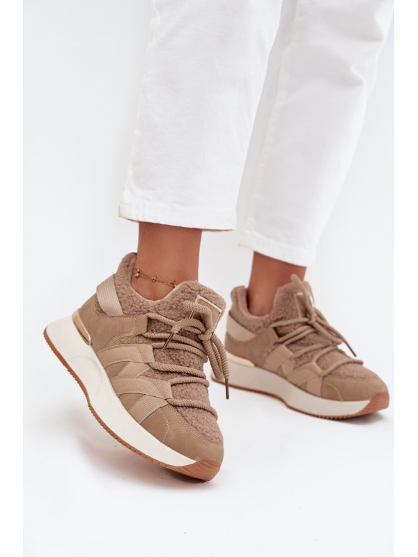 Insulated Women's Sneakers Platform Beige Juvira