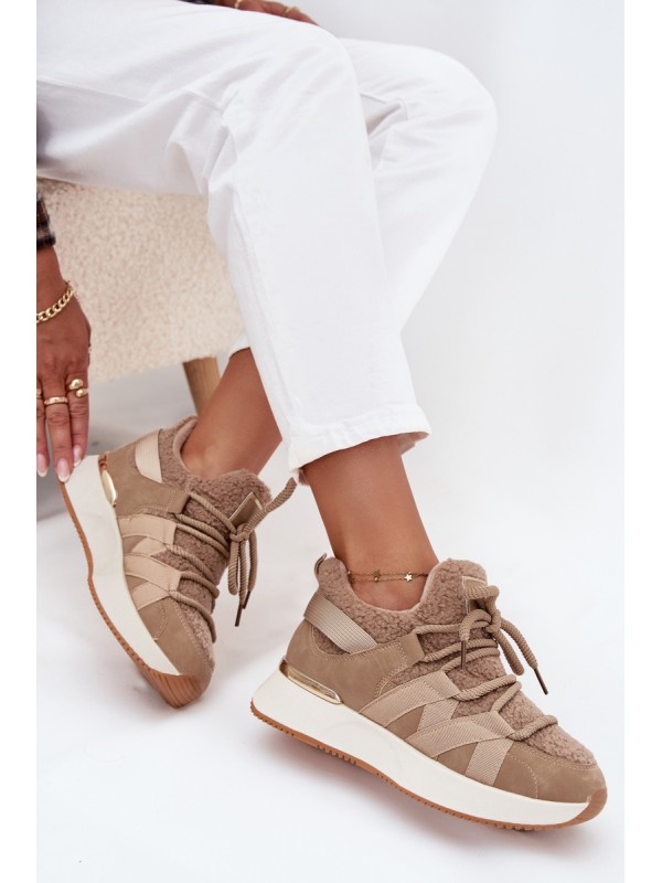 Insulated Women's Sneakers Platform Beige Juvira