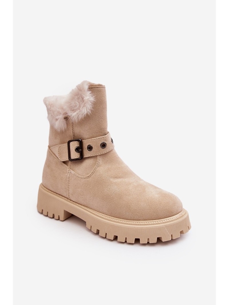 Women's Boots With Faux Fur Zip Beige Morcos