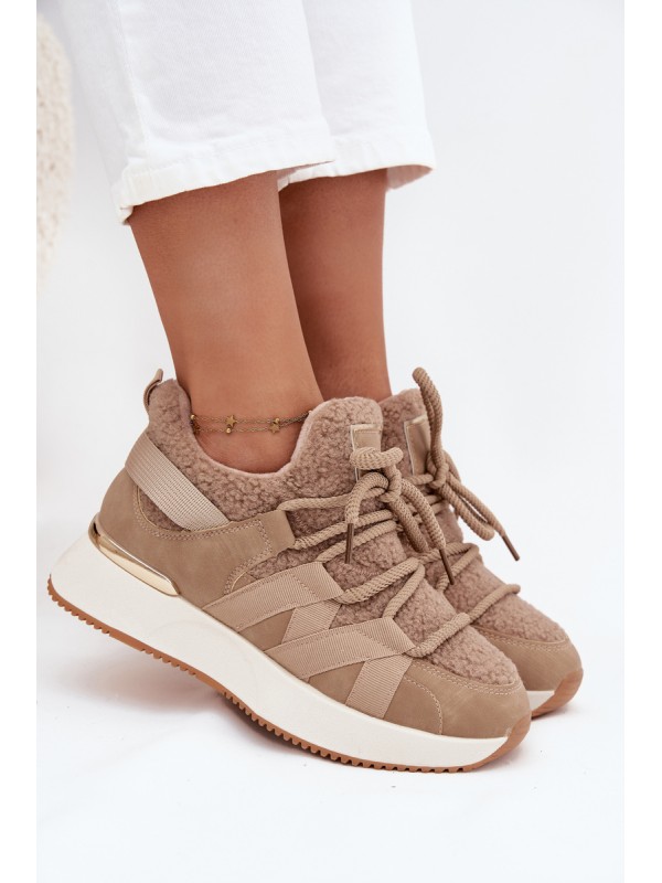 Insulated Women's Sneakers Platform Beige Juvira
