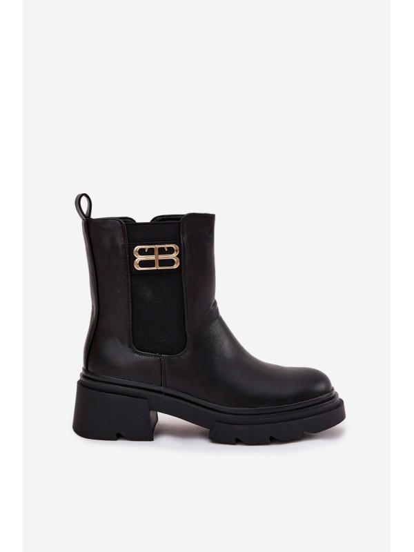 Women's ankle boots with gold detail insulated black Serene
