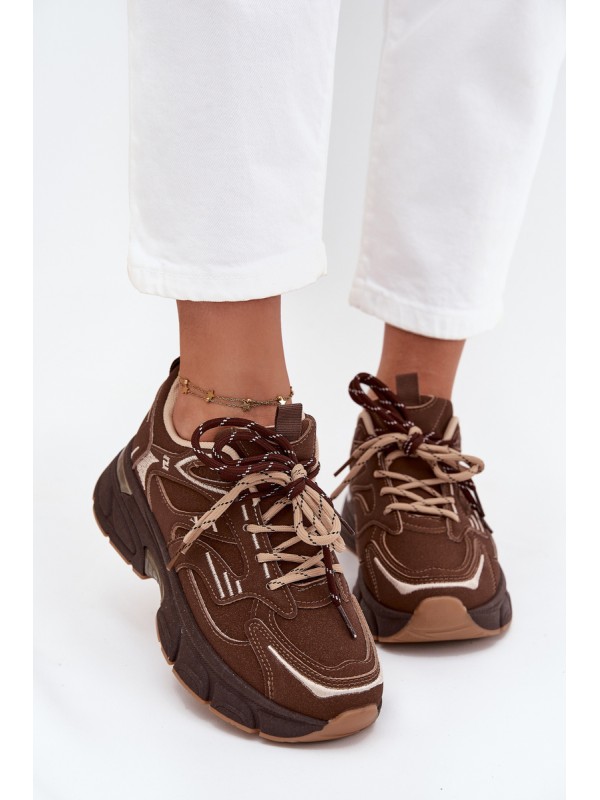 Women's Sports Sneakers With Double Lacing Chocolate Annelie