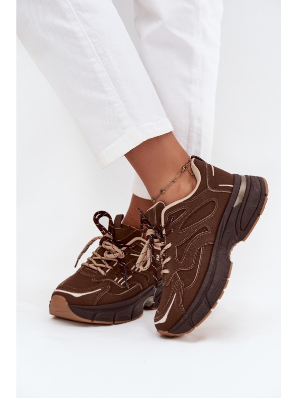 Women's Sports Sneakers With Double Lacing Chocolate Annelie