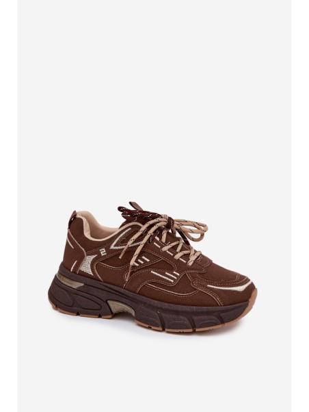 Women's Sports Sneakers With Double Lacing Chocolate Annelie