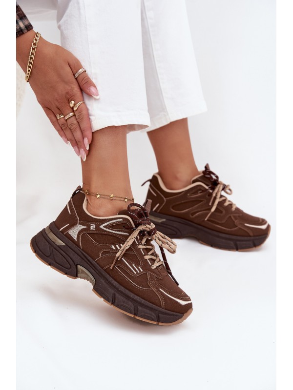 Women's Sports Sneakers With Double Lacing Chocolate Annelie