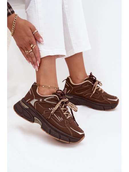 Women's Sports Sneakers With Double Lacing Chocolate Annelie
