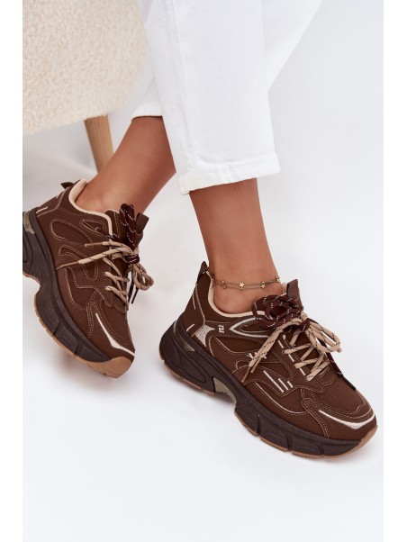 Women's Sports Sneakers With Double Lacing Chocolate Annelie