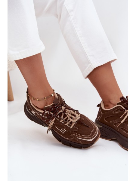 Women's Sports Sneakers With Double Lacing Chocolate Annelie