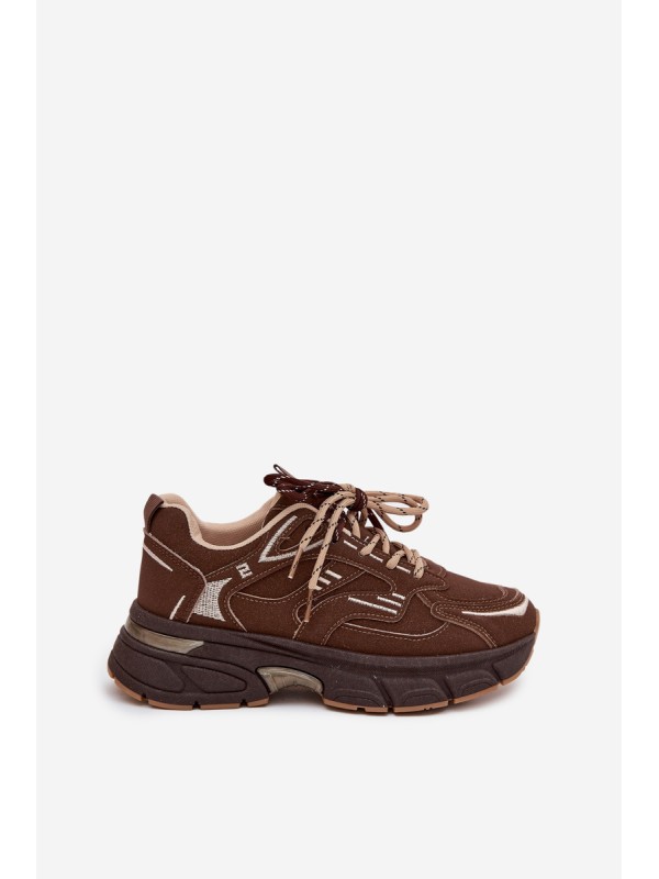Women's Sports Sneakers With Double Lacing Chocolate Annelie