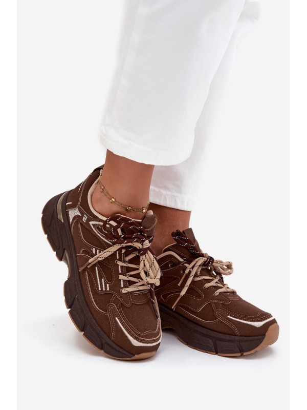 Women's Sports Sneakers With Double Lacing Chocolate Annelie