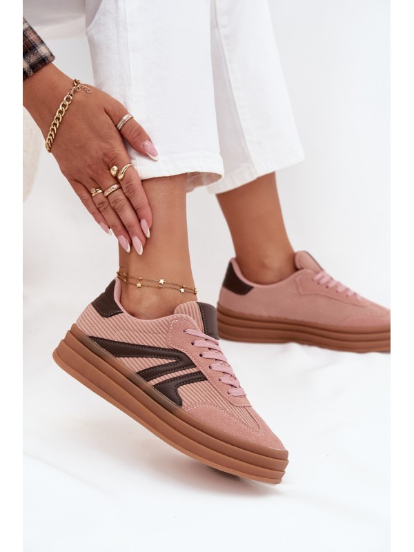 Corduroy Women's Sneakers on Platform Pink Skye