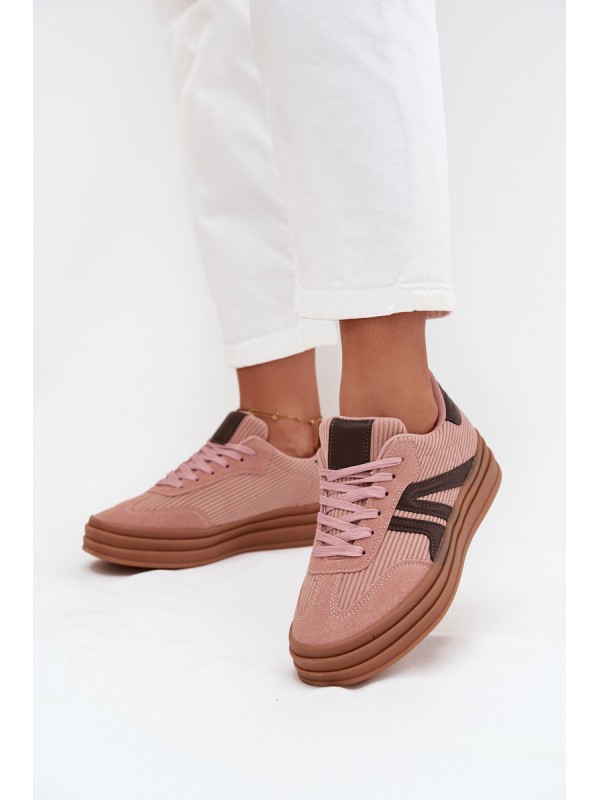 Corduroy Women's Sneakers on Platform Pink Skye 2