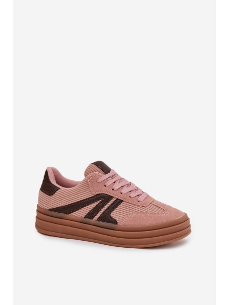 Corduroy Women's Sneakers on Platform Pink Skye