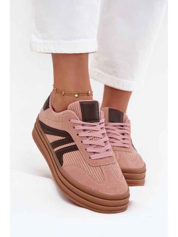 Corduroy Women's Sneakers on Platform Pink Skye