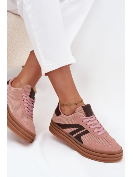 Corduroy Women's Sneakers on Platform Pink Skye