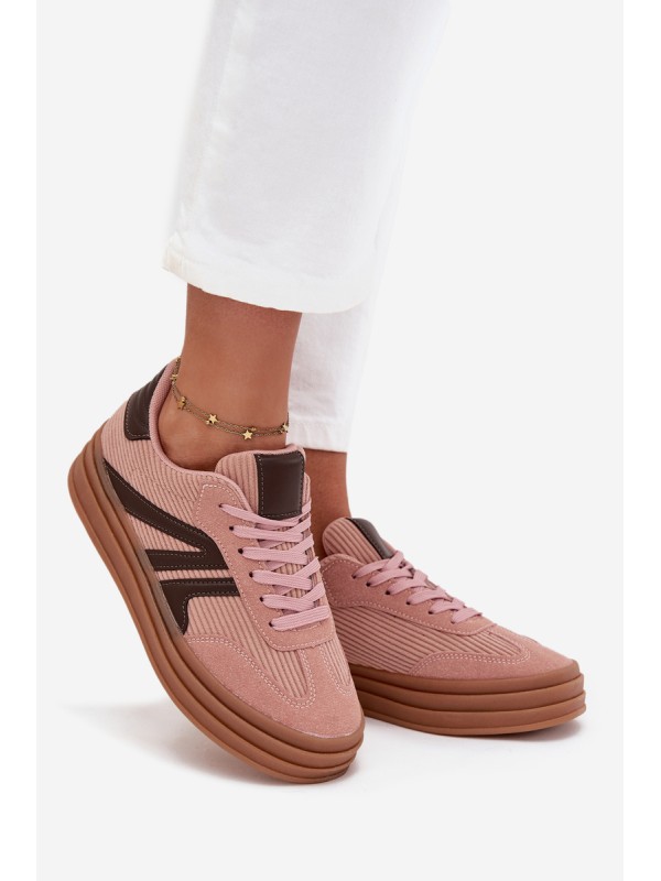 Corduroy Women's Sneakers on Platform Pink Skye