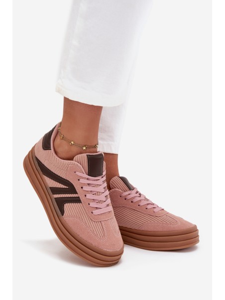 Corduroy Women's Sneakers on Platform Pink Skye