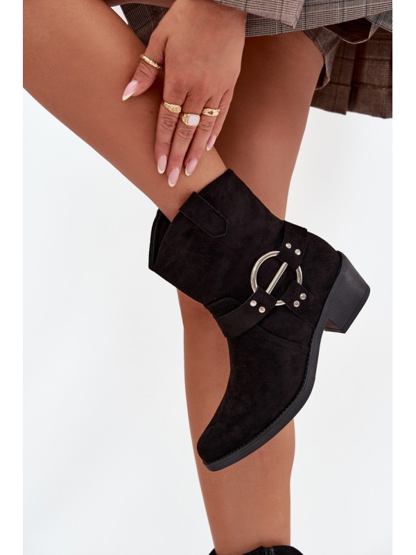 Women's Cowboy Boots with Heel with Decorative Detail Black Halivine