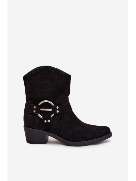 Women's Cowboy Boots with Heel with Decorative Detail Black Halivine