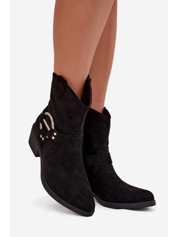 Women's Cowboy Boots with Heel with Decorative Detail Black Halivine