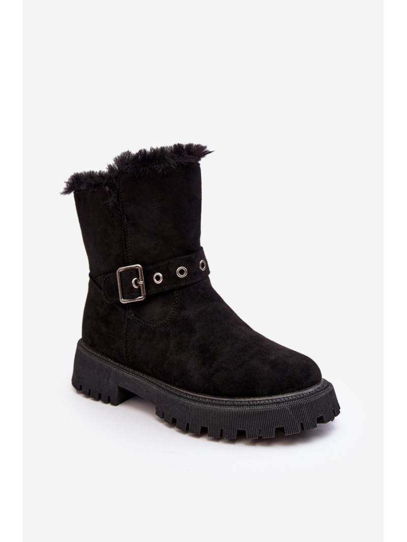 Women's Boots with Fur Zip Black Morcos