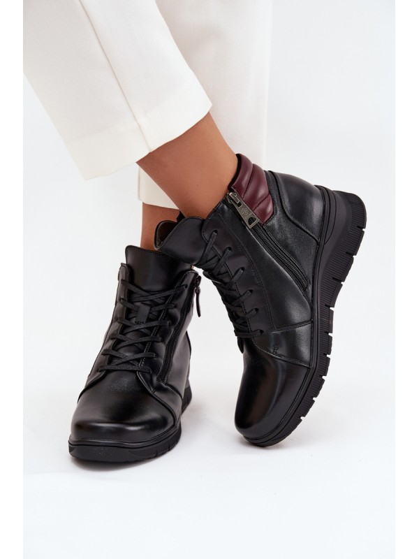Leather Women's Platform Boots Insulated Vinceza 39963 Black