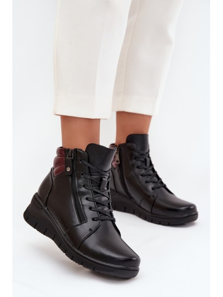 Leather Women's Platform Boots Insulated Vinceza 39963 Black