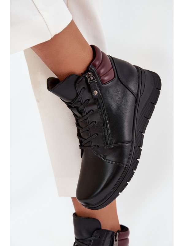 Leather Women's Platform Boots Insulated Vinceza 39963 Black