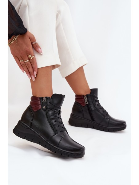 Leather Women's Platform Boots Insulated Vinceza 39963 Black