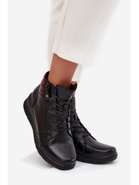 Leather Women's Platform Boots Insulated Vinceza 39963 Black