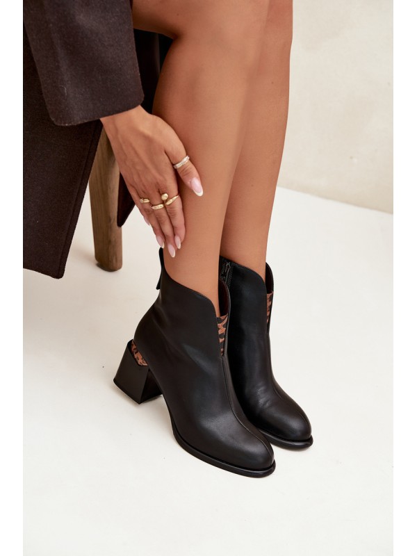 Leather Women's Ankle Boots Vinceza 66811 Black