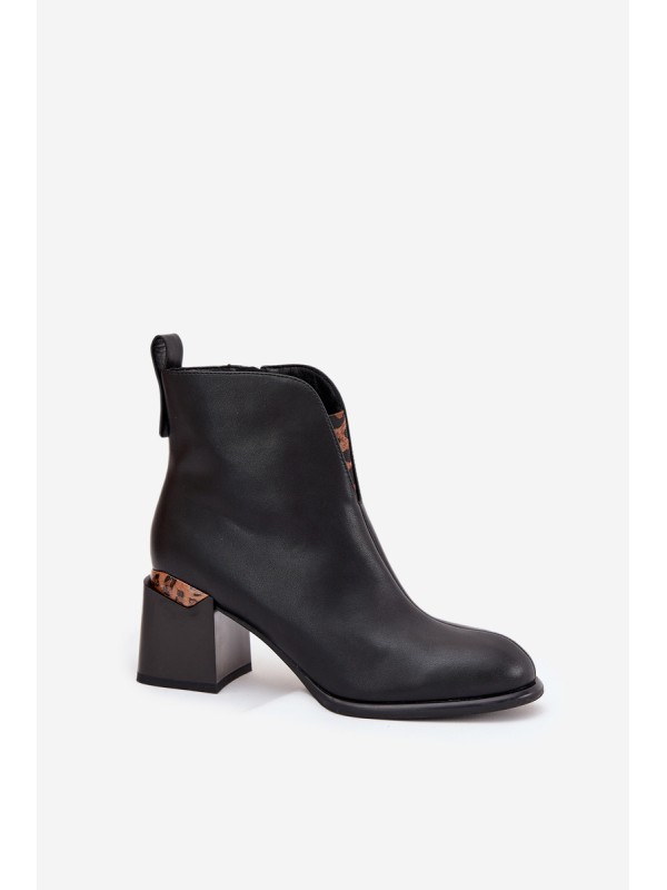 Leather Women's Ankle Boots Vinceza 66811 Black
