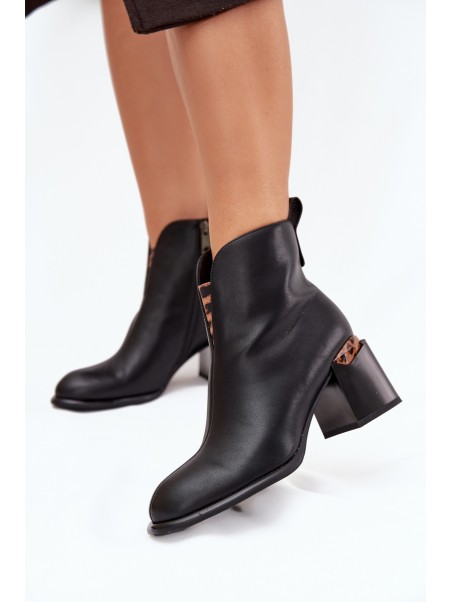 Leather Women's Ankle Boots Vinceza 66811 Black