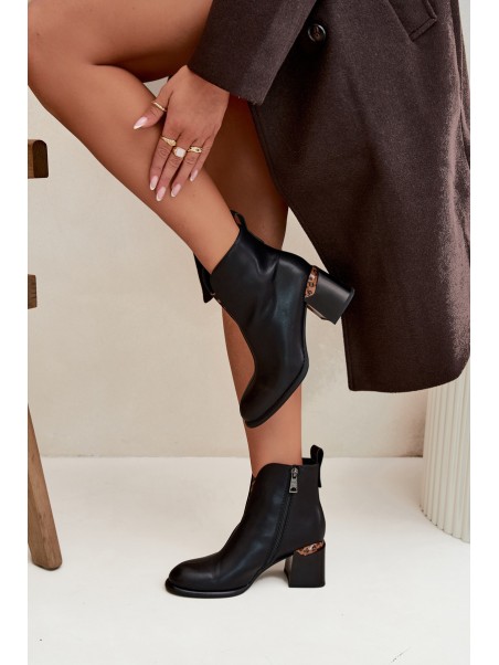 Leather Women's Ankle Boots Vinceza 66811 Black