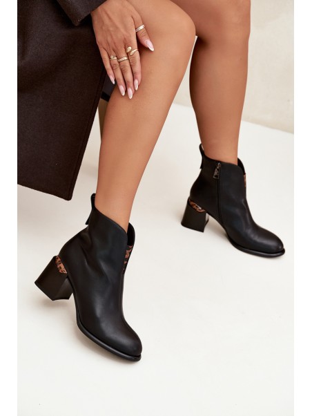 Leather Women's Ankle Boots Vinceza 66811 Black