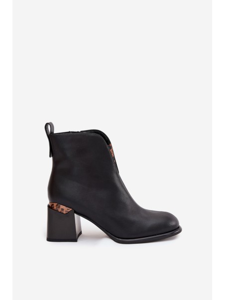 Leather Women's Ankle Boots Vinceza 66811 Black