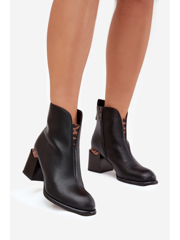 Leather Women's Ankle Boots Vinceza 66811 Black
