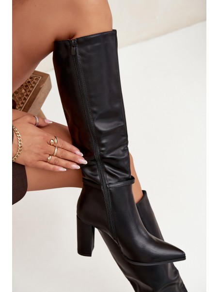 Women's Insulated Heeled Boots with Buckle Black Fionelle