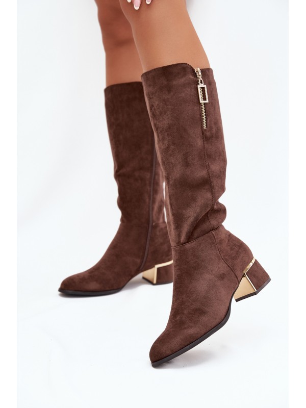 Women's heeled boots made of eco suede brown Lyvienne
