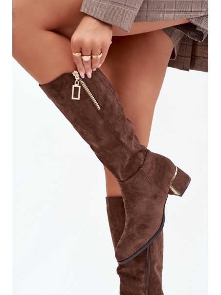 Women's heeled boots made of eco suede brown Lyvienne