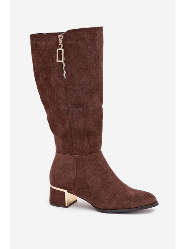 Women's heeled boots made of eco suede brown Lyvienne