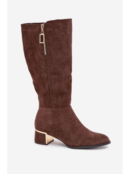 Women's heeled boots made of eco suede brown Lyvienne