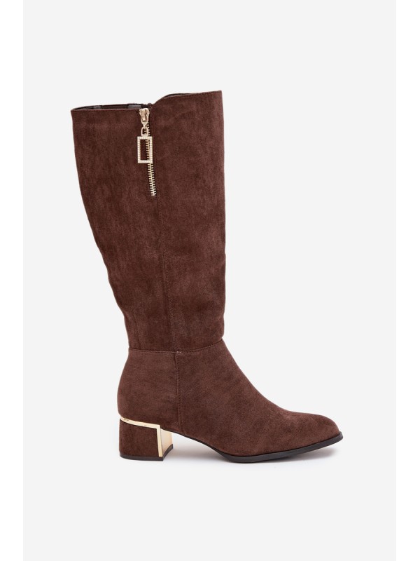 Women's heeled boots made of eco suede brown Lyvienne