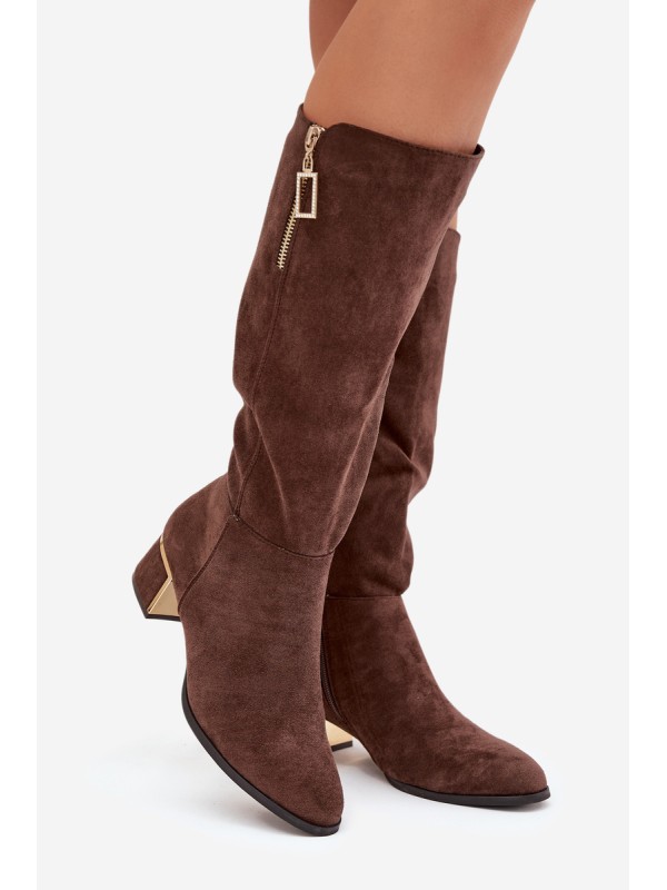 Women's heeled boots made of eco suede brown Lyvienne